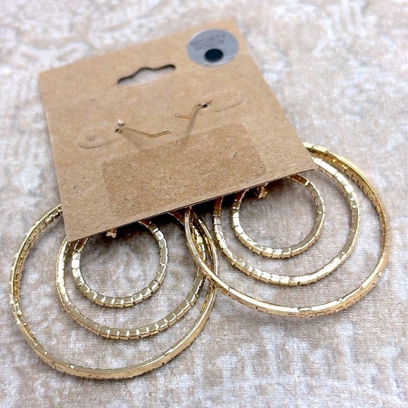 Brand New Pastel Rainbow Multicolored Triple Circle Rhinestone Drop Earrings - Picture 11 of 16